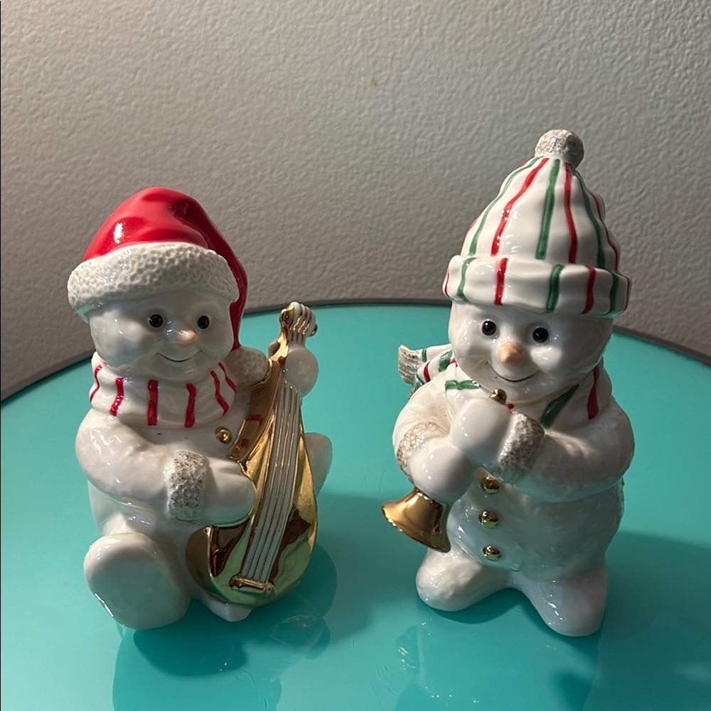 Pair of Misaka Snowmen with Musical Instruments